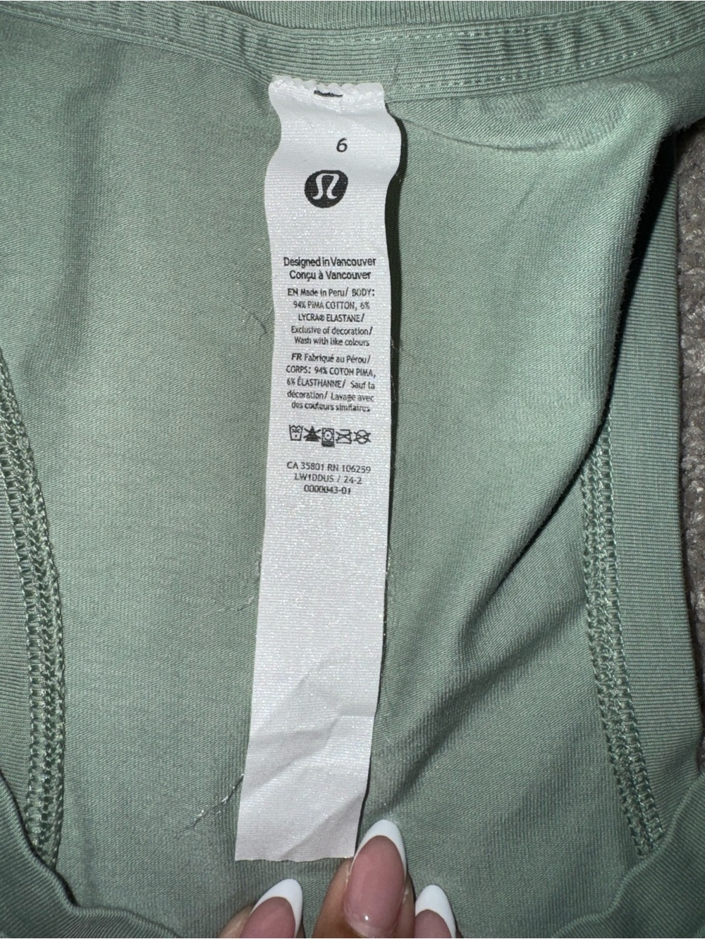 Lululemon Palm Court Sage Green Love Tank Size 6 - Picture 2 of 4